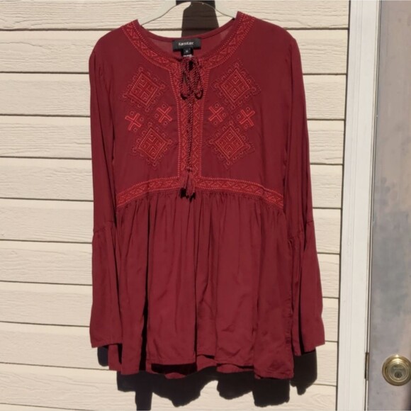 KAREN KANE Boho Peasant Top Babydoll Size Medium - Picture 2 of 8